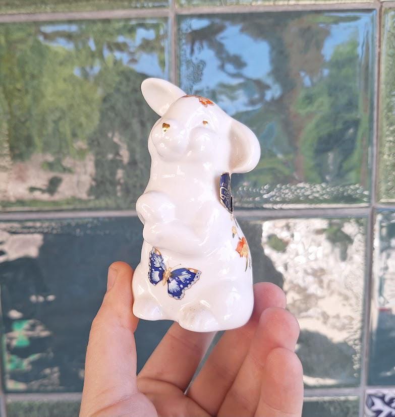 Vintage Aynsley Cottage Garden Mini Rabbit Ornament, Fine Bone China Figurine Made in England