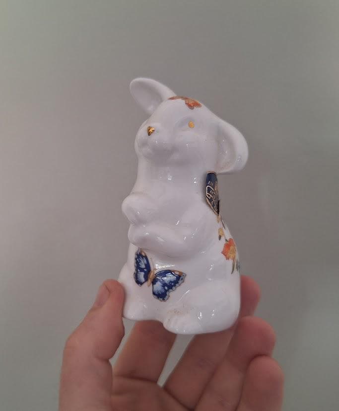 Vintage Aynsley Cottage Garden Mini Rabbit Ornament, Fine Bone China Figurine Made in England