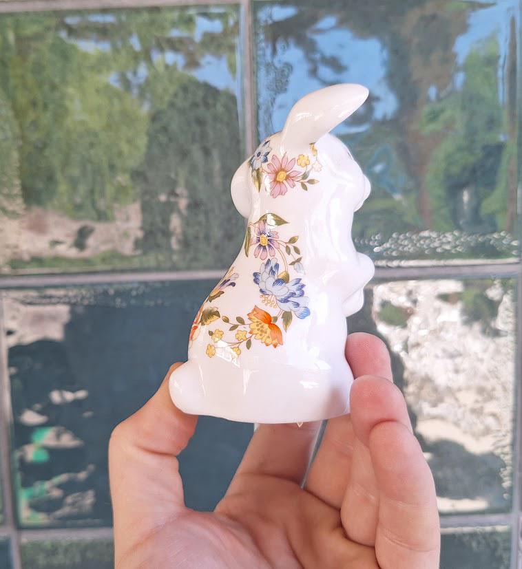 Vintage Aynsley Cottage Garden Mini Rabbit Ornament, Fine Bone China Figurine Made in England
