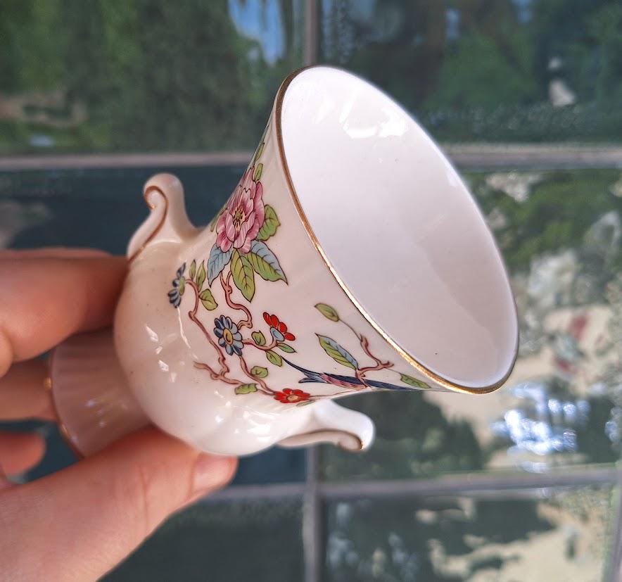 Vintage Aynsley Pembroke Miniature Urn Vase: Fine Bone China Bird Floral (3.25 Inch)