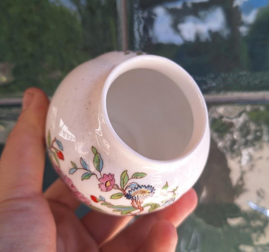 Vintage Aynsley Pembroke Lidded Ginger Jar: Fine English Bone China Bird Floral (5.5 Inch)