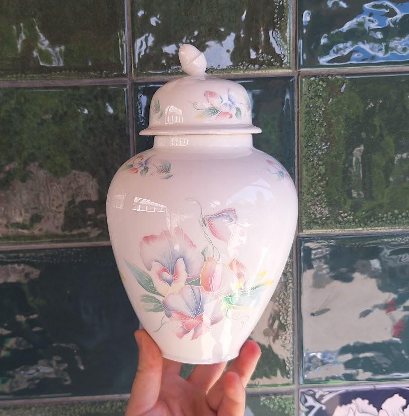 Vintage Aynsley Little Sweetheart Lidded Vase, Fine Bone China Ginger Jar