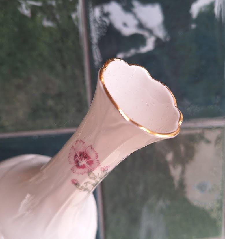 Vintage Aynsley Wild Tudor Bud Vase, Fine Bone China, Gourd Shape, Gold Trim