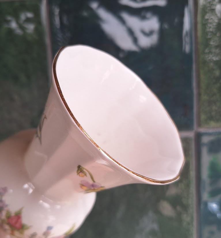 Vintage Aynsley Wild Tudor Fine Bone China Vase, 5in Thistle Posy Decor