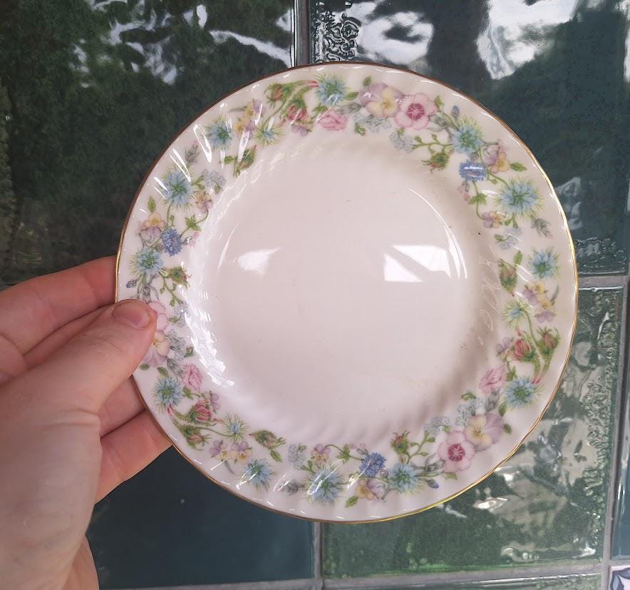 Vintage Aynsley Wild Tudor Tea Trio, Crocus Relief Bone China Cup, Saucer, Plate