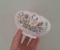 Vintage Aynsley Wild Tudor Fine Bone China 5in Deco Bowl, Floral Posy Scalloped Trim