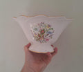 Vintage Aynsley Wild Tudor Footed Bowl, Fine Bone China Floral Centrepiece, England