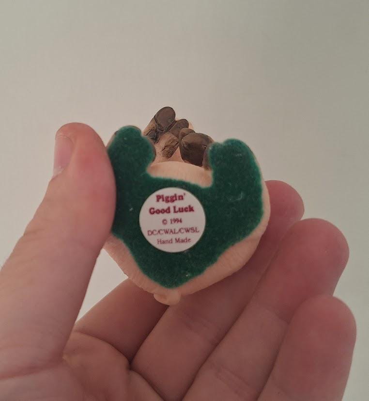 Vintage Piggin Good Luck Figurine 1994 David Corbridge Handmade Resin Pig Lucky Gift Ornament Collectable No Box