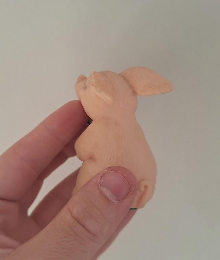 Vintage Piggin Good Luck Figurine 1994 David Corbridge Handmade Resin Pig Lucky Gift Ornament Collectable No Box