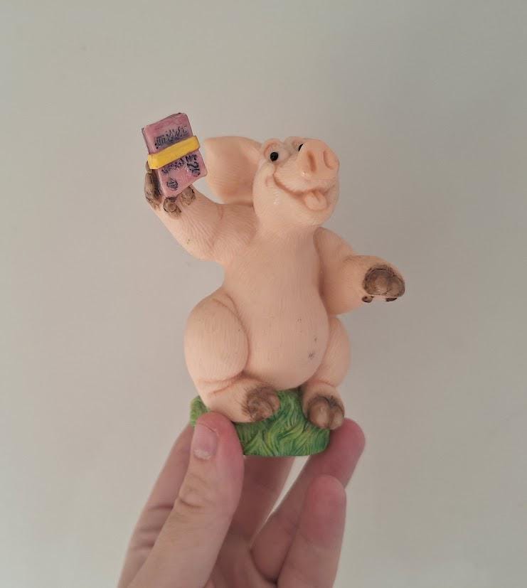 Vintage Piggin Payday 1999 Anniversary Special Figurine David Corbridge Handmade Resin Pig Money Collectable Ornament No Box