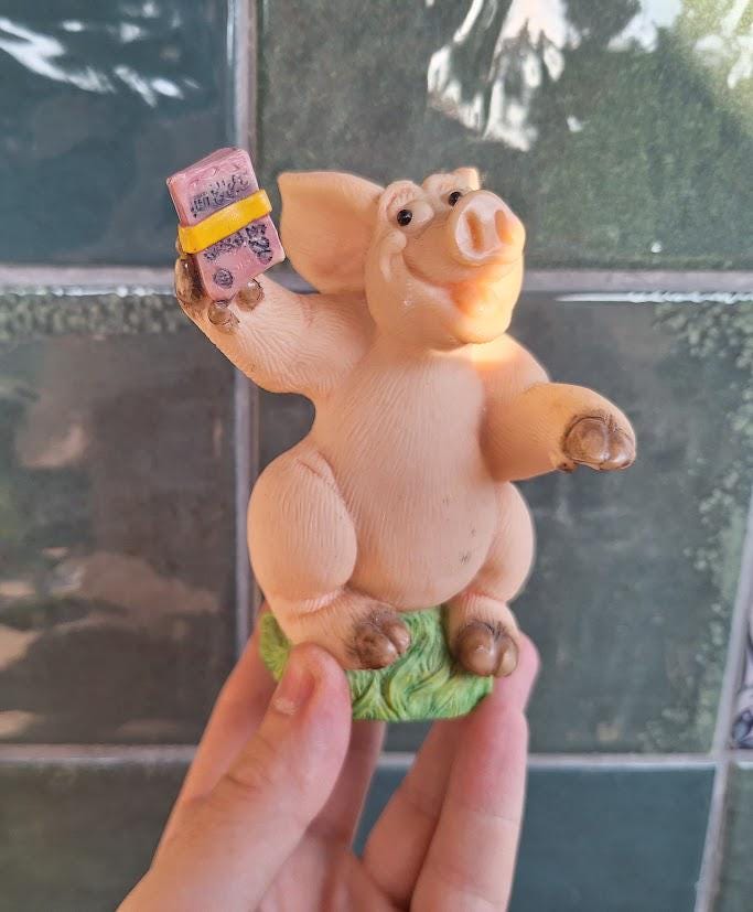 Vintage Piggin Payday 1999 Anniversary Special Figurine David Corbridge Handmade Resin Pig Money Collectable Ornament No Box