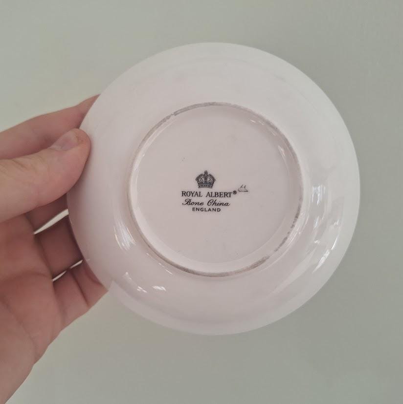 Vintage Royal Albert Rose Spray Fruit Saucer Dessert Bowl Bone China England Gold Rim