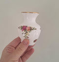 Vintage Royal Albert Old Country Roses Small Bud Vase, English Bone China Miniature Floral Vase, Gold Trim, Made in England