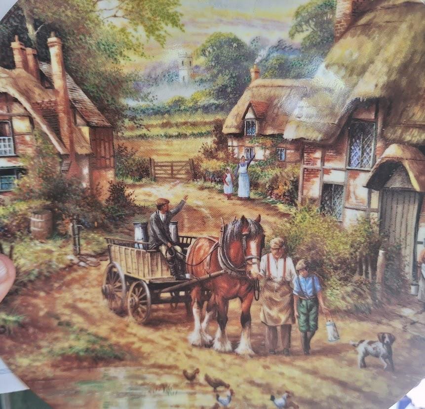 Wedgwood Early Morning Milk Collector Plate 1991, Chris Howells Country Days Bone China Rural Cottage Wall Plate with Original Paperwork
