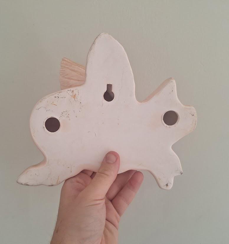 Vintage Pair Pink Ceramic Flying Pig Wall Plaques, Kitsch When Pigs Fly Decor, Winged Pig Retro Wall Art, Pig Lover Gift