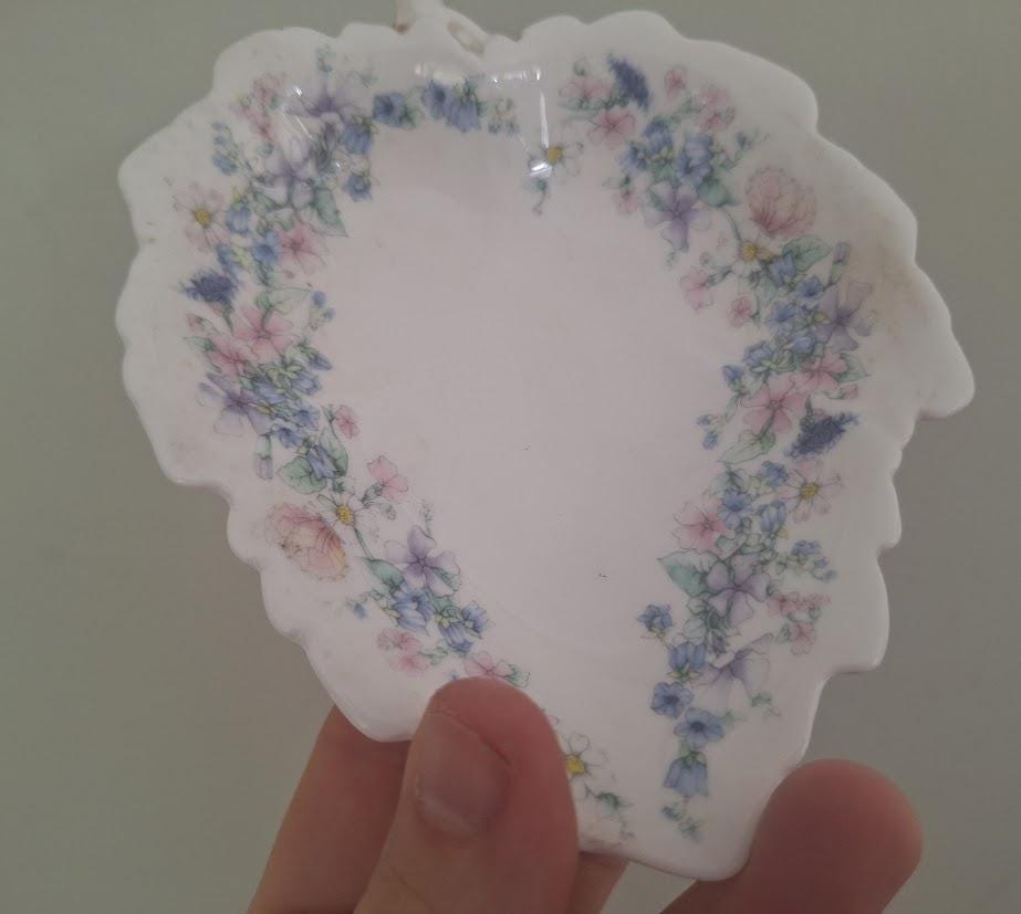 Vintage Wedgwood Angela Leaf Shaped Trinket Dish, 1980s English Bone China Floral Pin Tray, Pastel Cottagecore Jewellery Dish