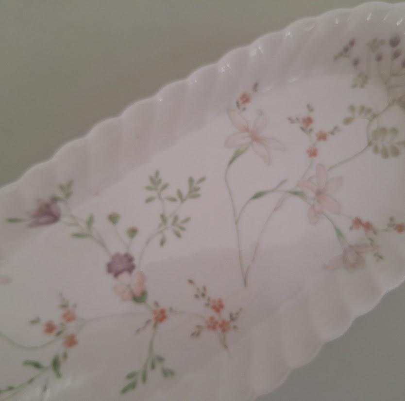 Vintage Wedgwood Campion Serving Tray, English Bone China Floral Sandwich Plate, Pastel Wildflower Oblong Dish 19841993