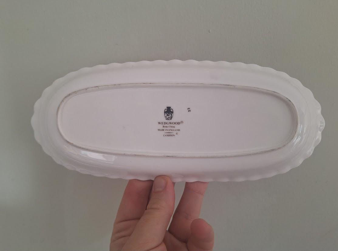 Vintage Wedgwood Campion Serving Tray, English Bone China Floral Sandwich Plate, Pastel Wildflower Oblong Dish 19841993