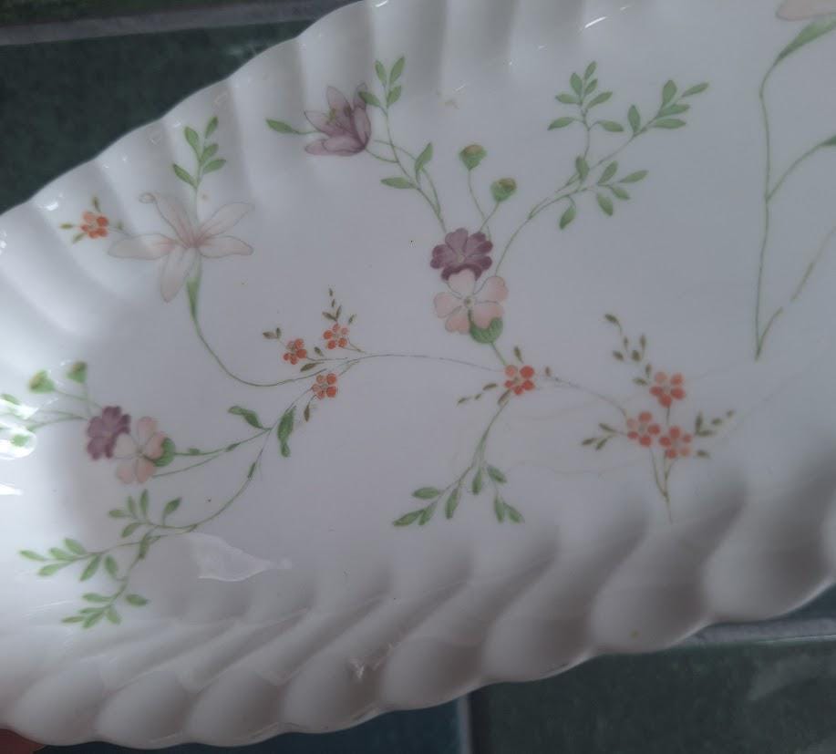 Vintage Wedgwood Campion Serving Tray, English Bone China Floral Sandwich Plate, Pastel Wildflower Oblong Dish 19841993