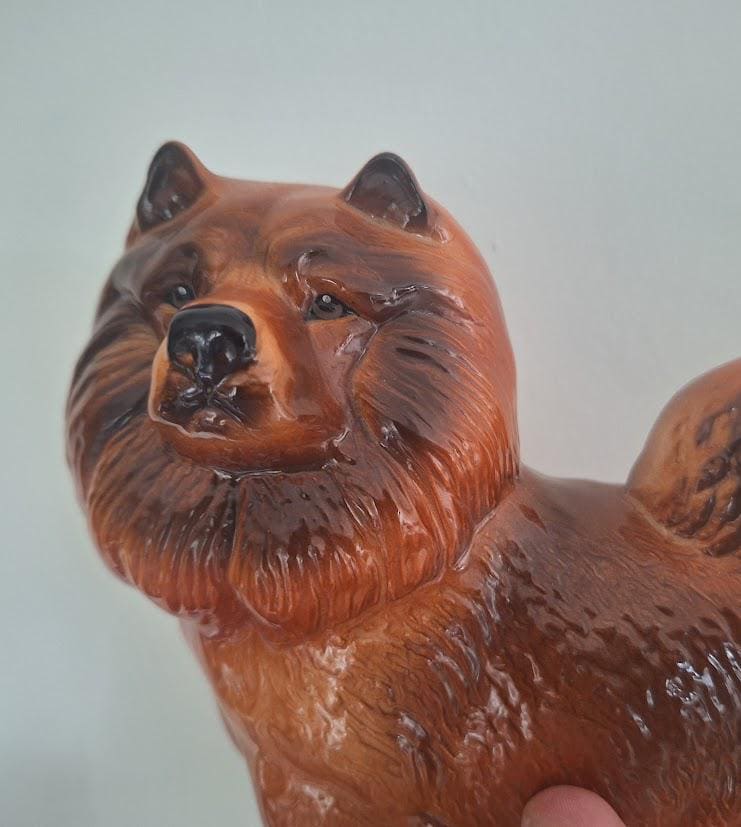 Vintage Coopercraft Chow Chow Dog Figurine, Large Brown Ceramic Standing Dog Ornament, English Breed Collectable and Dog Lover Gift
