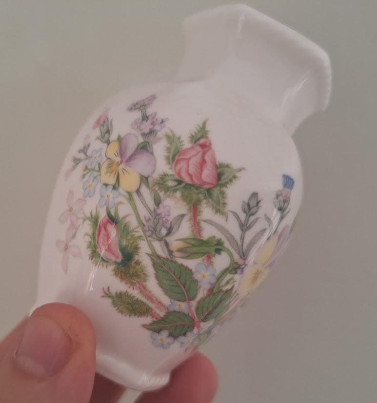 Vintage Aynsley Wild Tudor Miniature Bud Vase Fine Bone China Made in England Floral Posy Vase