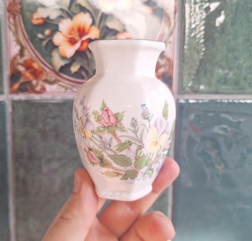 Vintage Aynsley Wild Tudor Miniature Bud Vase Fine Bone China Made in England Floral Posy Vase