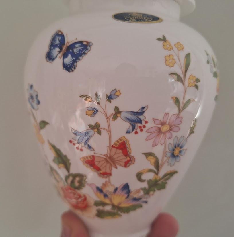 Vintage Aynsley Cottage Garden Ginger Jar Urn with Lid Fine Bone China Made in England Floral Butterflies Decorative Pot