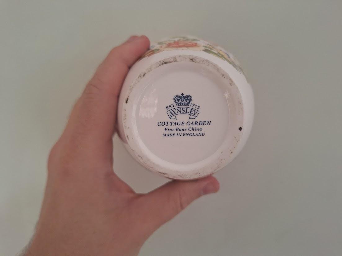 Vintage Aynsley Cottage Garden Ginger Jar Urn with Lid Fine Bone China Made in England Floral Butterflies Decorative Pot