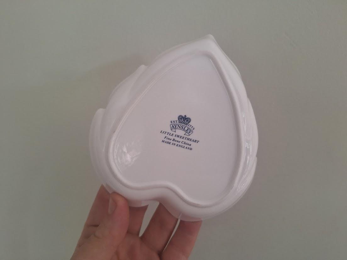 Aynsley Little Sweetheart Leaf Shaped Trinket Dish Fine Bone China Floral Ring Dish Vintage English Gift