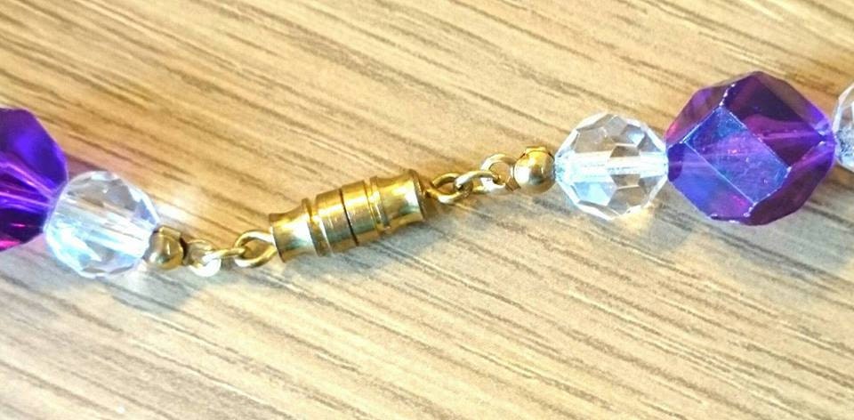Vintage Necklace1950's/60's Vintage  Purple and Clear Glass Crystal Necklace (Retro)