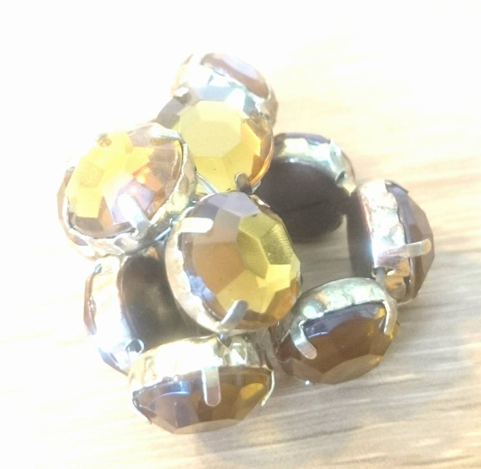 Vintage 1970s Orange Rhinestone Expandable Bracelet